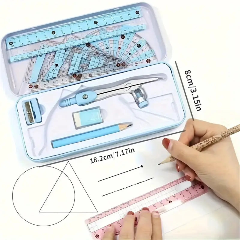 Kit de 8 Outils de Dessin Géométrique en Boîte