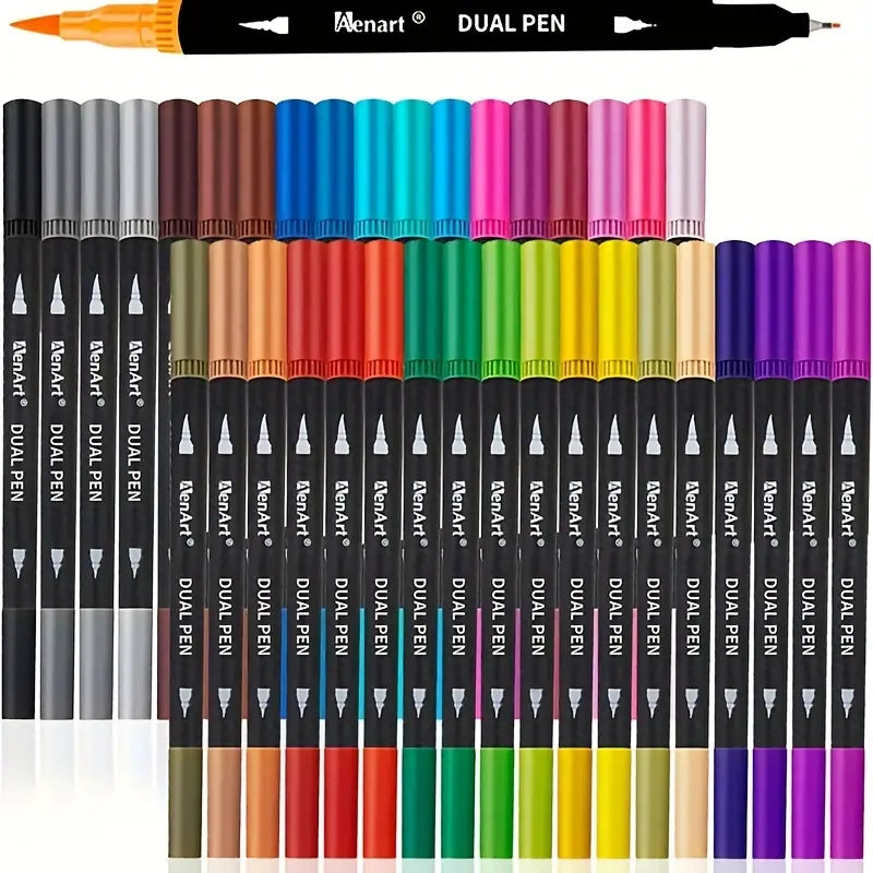Lot de 48 pièces stylo marqueur double tête coloré