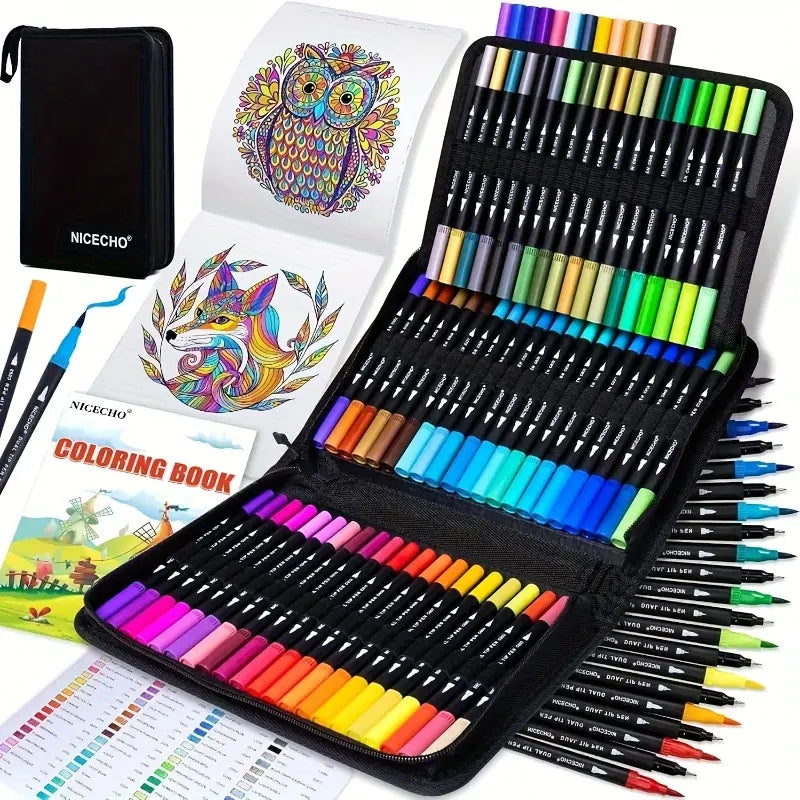 Lot de 48 pièces stylo marqueur double tête coloré