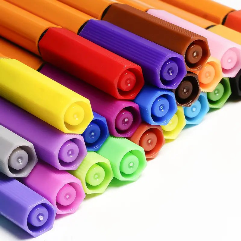 Ensemble de 24 Stylos à Lignes Fines Colorés