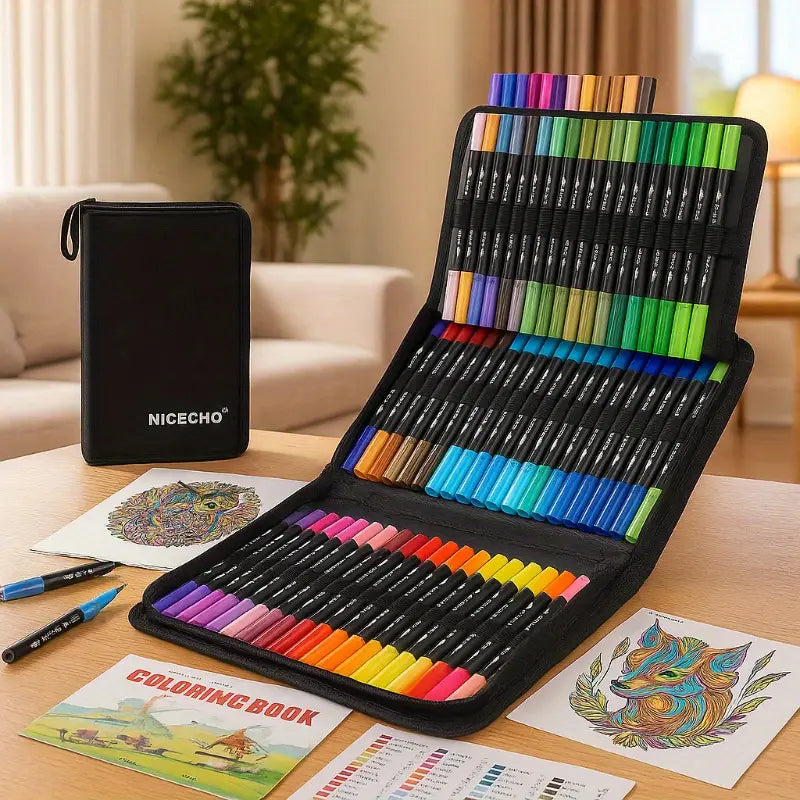 Lot de 48 pièces stylo marqueur double tête coloré