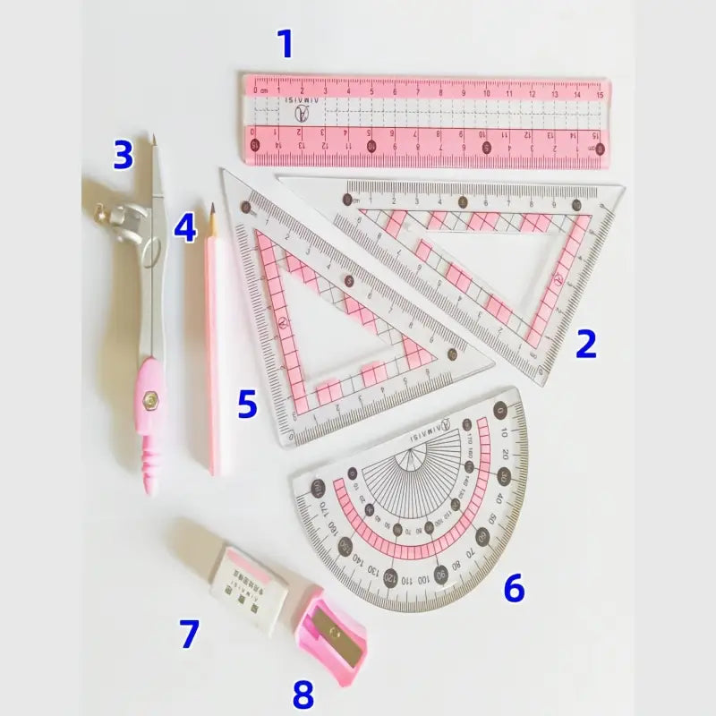 Kit de 8 Outils de Dessin Géométrique en Boîte