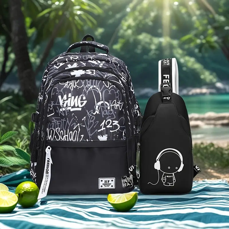 Ensemble de 2 Pièces Sac à Dos avec saccoche
