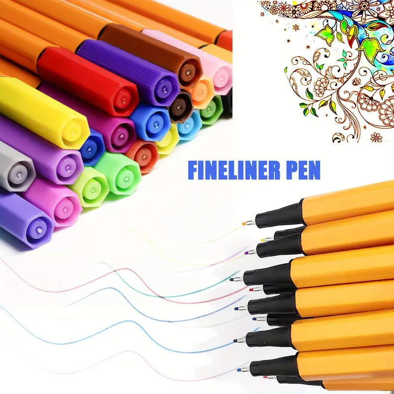 Ensemble de 24 Stylos à Lignes Fines Colorés