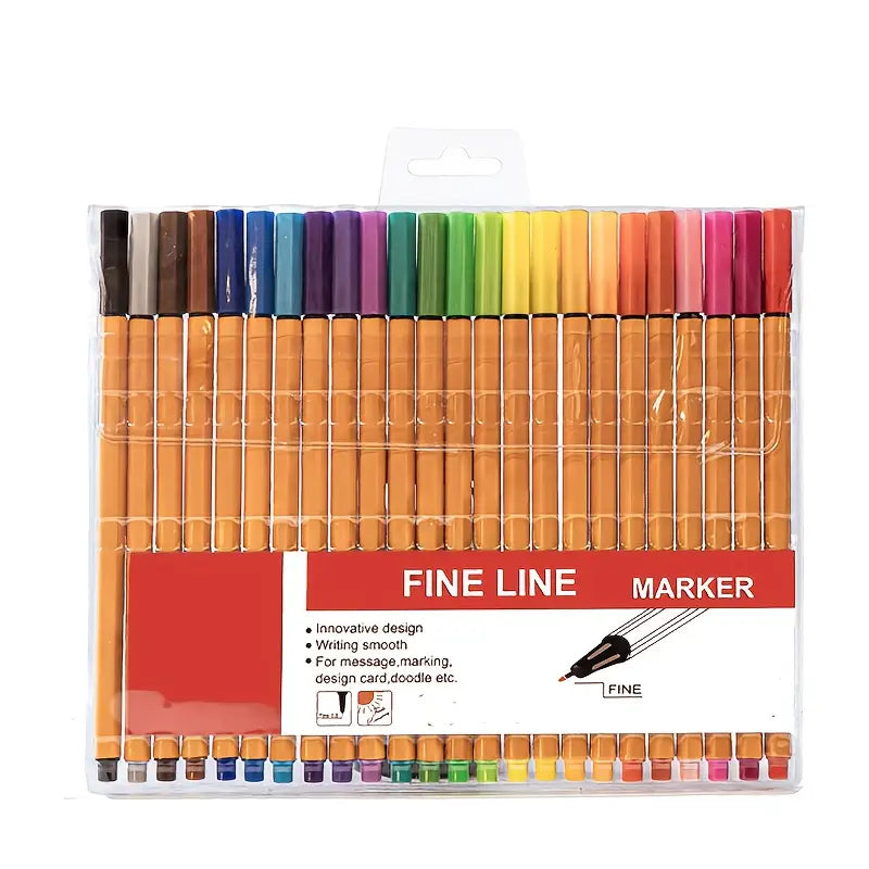 Ensemble de 24 Stylos à Lignes Fines Colorés