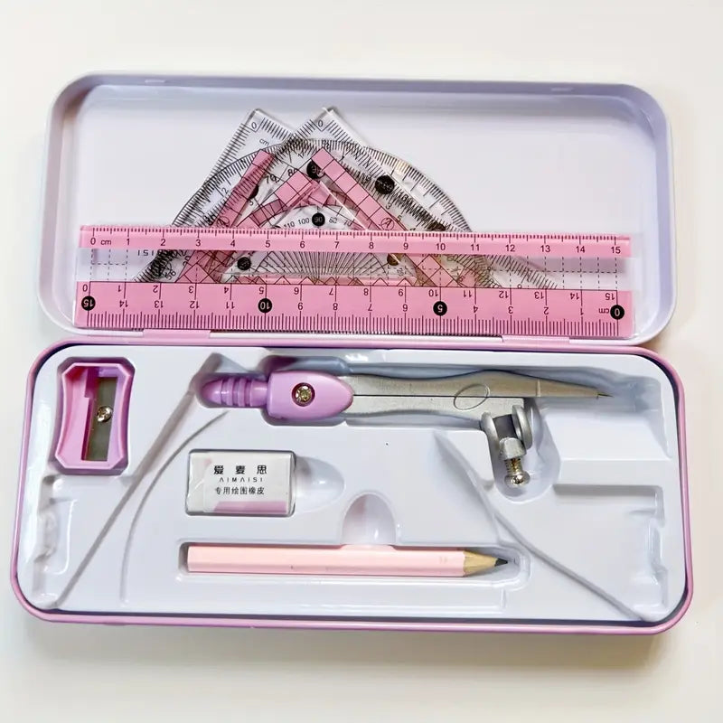 Kit de 8 Outils de Dessin Géométrique en Boîte
